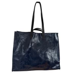 Lost & Found Large Patent Leather Tote Bag in Blue and Black New Paris